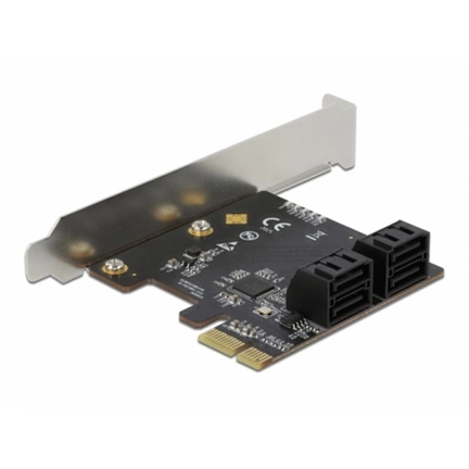 DELOCK 4 portos SATA PCI Express x1 Kártya - alacsony profilú formatényező