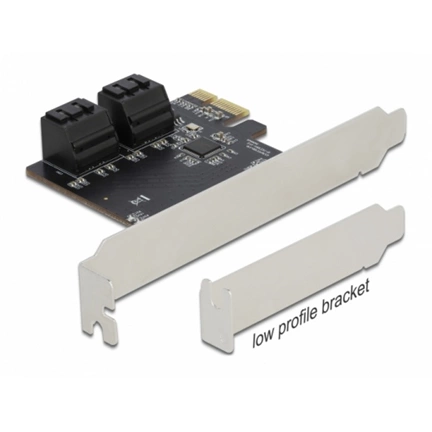 DELOCK 4 portos SATA PCI Express x1 Kártya - alacsony profilú formatényező
