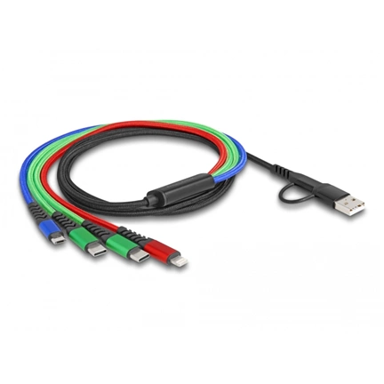 DELOCK 4in1 töltőkábel USB Type-A+USB-C > Lightning / micro-USB / 2x USB Type-C 1,2m