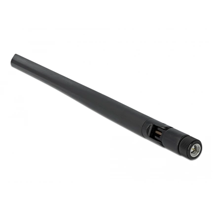 DELOCK 5G 3,4-3,8 GHz antenna SMA apa 5dBi 20cm hosszú kétirányú billenő csatlakozással hajlékony fekete anyaggal