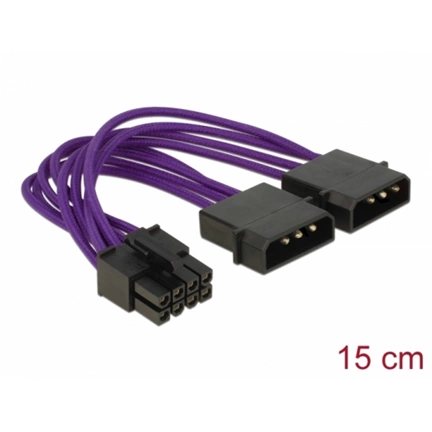 DELOCK 8pin EPS > 2 x 4pin textil borítású tápkábel - Lila 83703