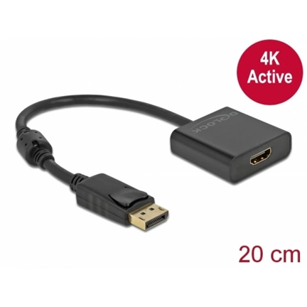 DELOCK Adapter DisplayPort 1.2 male to HDMI female 4K Active black