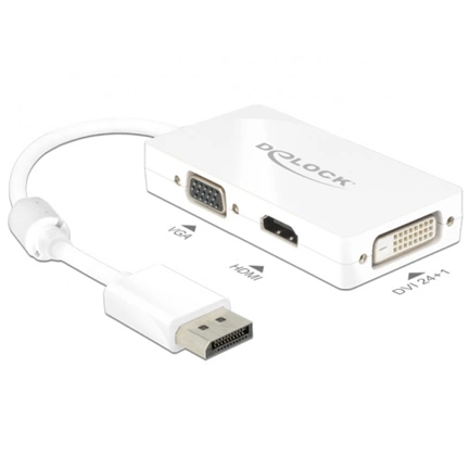 DELOCK Adapter Displayport 1.1 dugós csatl. > VGA/HDMI/DVI csatl. hüvely passzív (62655)