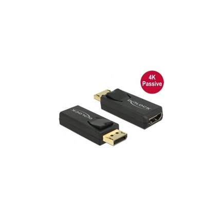 DELOCK Adapter Displayport 1.2-dugós csatlakozó > HDMI-csatlakozóhüvely 4K passzív fekete  (65571)