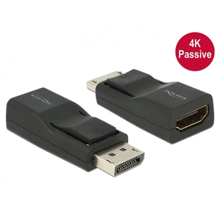 DELOCK Adapter Displayport 1.2-dugós csatlakozó > HDMI-csatlakozóhüvely 4K passzív fekete (65685) DELOCK Adapter Displayport 1.2-dugós csatlakozó > HDMI-csatlakozóhüvely 4K passzív fekete (65685)