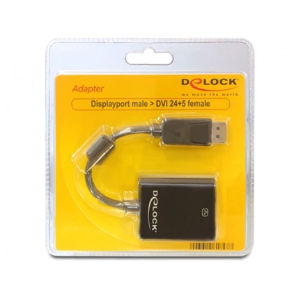 DELOCK Adapter Displayport male -> DVI 24+5 female Fekete (61847)