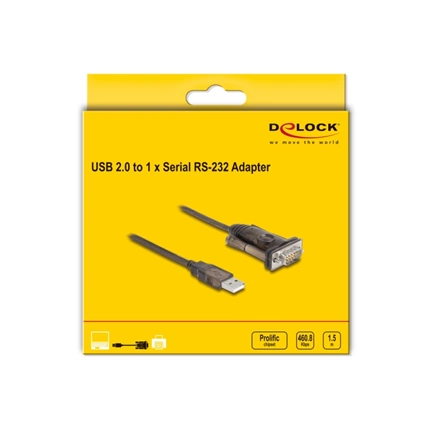 DELOCK Adapter USB 2.0 Type-A / soros RS-232 D-Sub 9 csavarokkal 1,5m