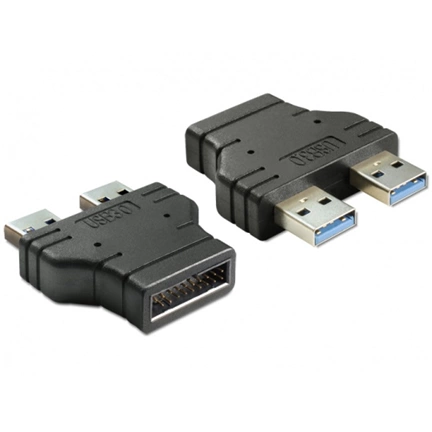 DELOCK Adapter USB 3.0 pin header male > 2 x USB 3.0-A male – parallel (65398)