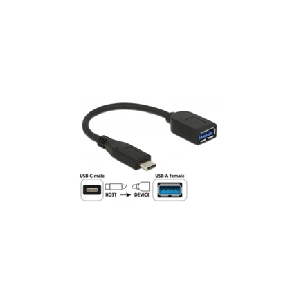 DELOCK Adapter USB (USB 3.1 Gen 2) USB Type-C > USB Type-A (10 cm, koaxiális, fekete, prémium) DELOCK Adapter USB (USB 3.1 Gen 2) USB Type-C > USB Type-A (10 cm, koaxiális, fekete, prémium)