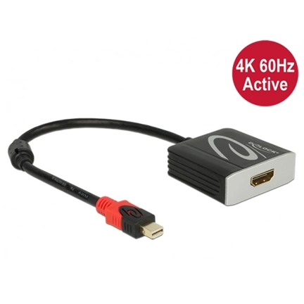 DELOCK Adapter mini Displayport 1.2-dugós csatlakozó > HDMI-csatlakozóhüvely 4K 60 Hz aktív DELOCK Adapter mini Displayport 1.2-dugós csatlakozó > HDMI-csatlakozóhüvely 4K 60 Hz aktív
