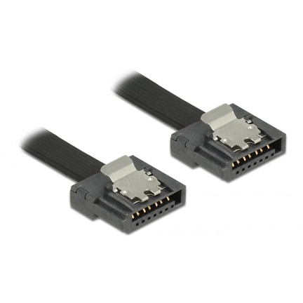 DELOCK Cable 6Gb/s flexi SATA kábel - 0,1m - Fekete (83838)