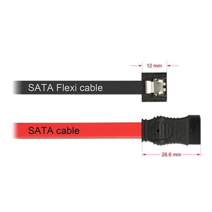 DELOCK Cable 6Gb/s flexi SATA kábel - 0,1m - Fekete (83838)