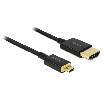 DELOCK Cable HDMI Ethernettel - HDMI-A > HDMI Micro-D 3D, 4K, 4,5 m, aktív, vékony, prémium minőség (84785)