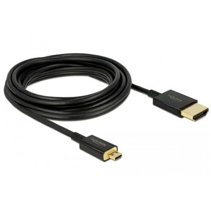 DELOCK Cable HDMI Ethernettel - HDMI-A > HDMI Micro-D 3D, 4K, 4,5 m, aktív, vékony, prémium minőség (84785)