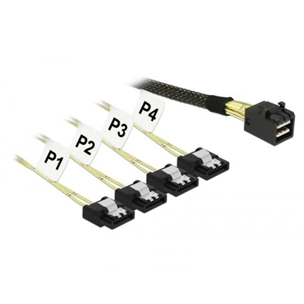 DELOCK Cable Mini SAS HD x 4 SFF 8643 male -> 4 x SATA 7 Pin female 0.5 m