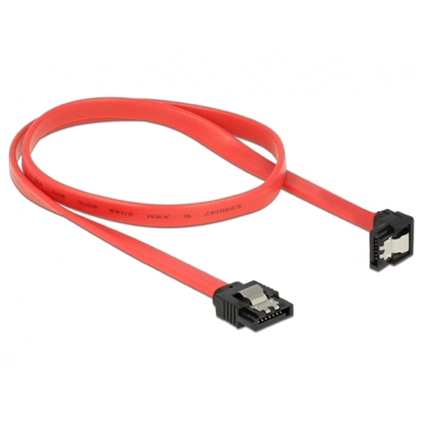 DELOCK Cable SATA egyenes > lefelé néző SATA 50 cm, piros, fém (83979)