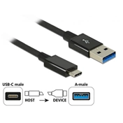 DELOCK Cable SuperSpeed USB 10 Gbps (USB 3.1 Gen 2) USB Type- C > USB Type-A (1 m, koaxiális, fekete, prémium)