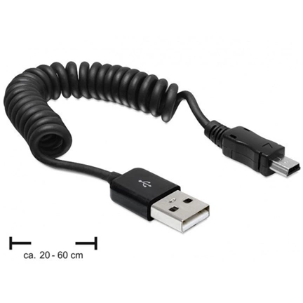 DELOCK Cable USB 2.0-A male / USB mini male coiled