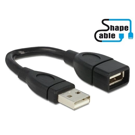 DELOCK Cable USB 2.0 A male > A female ShapeCable 0,15 m (83497)