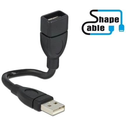 DELOCK Cable USB 2.0 A male > A female ShapeCable 0,15 m (83497)