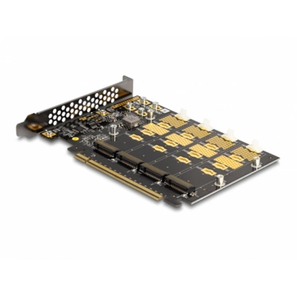 DELOCK PCI Express x16 kártya - 4 x belső NVMe M.2 Key M - elágazás