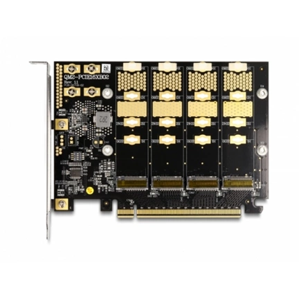 DELOCK PCI Express x16 kártya - 4 x belső NVMe M.2 Key M - elágazás