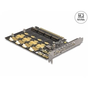 DELOCK PCI Express x16 kártya - 4 x belső NVMe M.2 Key M - elágazás