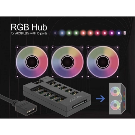 DELOCK RGB Hub 10 porttal ARGB LED-ekhez