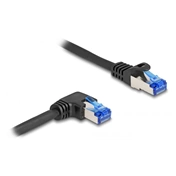 DELOCK RJ45 Cat.6A S/FTP egyenes/jobbra 90° patch kábel 0,5m fekete