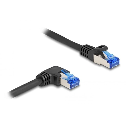 DELOCK RJ45 Cat.6A S/FTP egyenes/jobbra 90° patch kábel 0,5m fekete