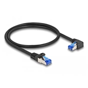 DELOCK RJ45 Cat.6A S/FTP egyenes/jobbra 90° patch kábel 0,5m fekete