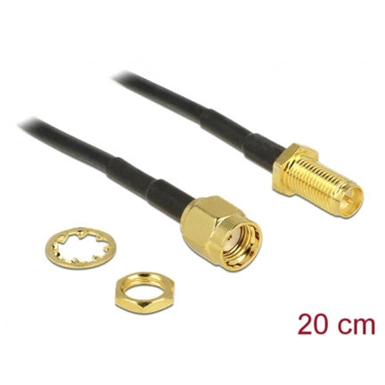 DELOCK RP-SMA/RP-SMA Jack Bulkhead antennakábel 200mm