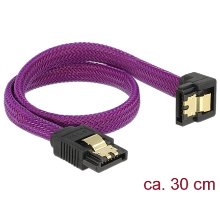 DELOCK SATA cable down/straight metal purple Premium 30cm (83695)