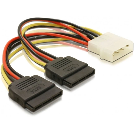 DELOCK Tápkábel Molex 4pin male -> 2x SATA 15pin female (60102)