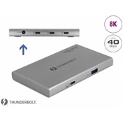 DELOCK Thunderbolt 4 Hub 3 porttal és egy további SuperSpeed USB 10 Gbps A-típusú porttal - 8K
