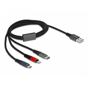 DELOCK USB 3-coloured 3in1 Charging Cable for Lightning/MicroUSB/Type-C 1m