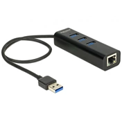 DELOCK USB 3.0-s elosztó 3 porttal + 1 Gigabit LAN-port 10/100/1000 Mb/s