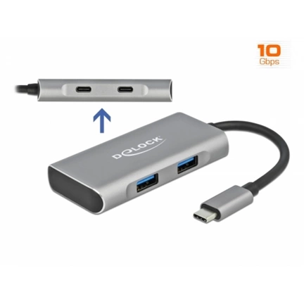 DELOCK USB 3.2 Gen 2 hub 2x Type-A + 2x Type-C