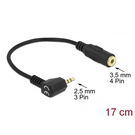 DELOCK audio kábel Stereo jack 2.5 mm 3 pin male > Stereo jack 3.5 mm 4 pin female angled (65674)
