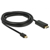DELOCK miniDisplayport 1.2 dugó - High Speed HDMI A dugó 4K - Fekete - 3m (83700)