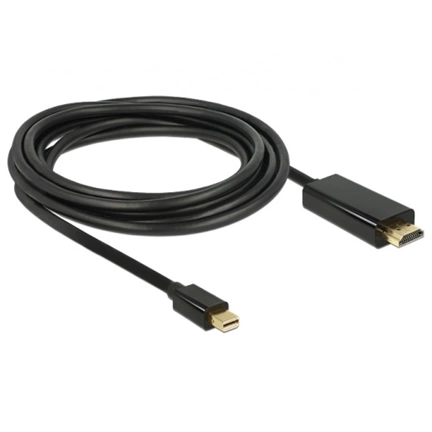 DELOCK miniDisplayport 1.2 dugó - High Speed HDMI A dugó 4K - Fekete - 3m (83700)
