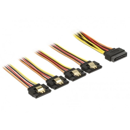 DELOCK tápkábel 4x 15Pin SATA -> 2x 15Pin SATA St/Bu 15cm
