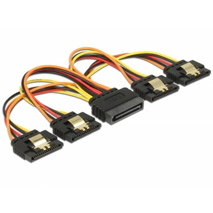 DELOCK tápkábel 4x 15Pin SATA -> 2x 15Pin SATA St/Bu 15cm