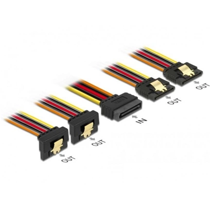 DELOCK tápkábel SATA 15Pin > 4x15Pin St/Bu ger./unt. 15cm