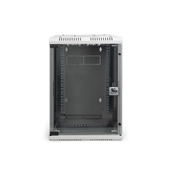 DIGITUS 10"/19" 5/10U Kombinált 350/483mm mély üvegajtós szürke fali rack szekrény