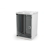 DIGITUS 10"/19" 5/10U Kombinált 350/483mm mély üvegajtós szürke fali rack szekrény