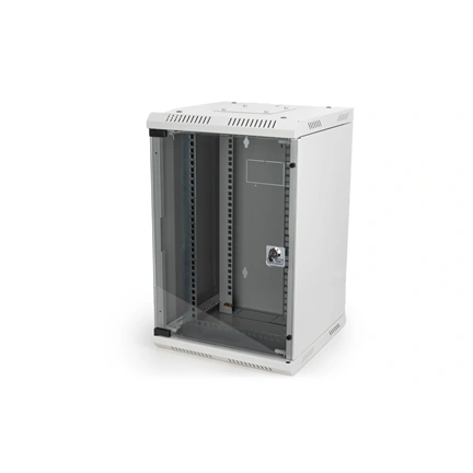 DIGITUS 10"/19" 5/10U Kombinált 350/483mm mély üvegajtós szürke fali rack szekrény