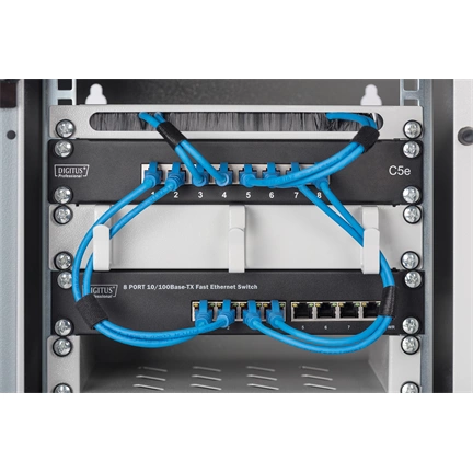 DIGITUS 10" 6U 330x312x300mm üvegajtós szürke fali rack szekrény