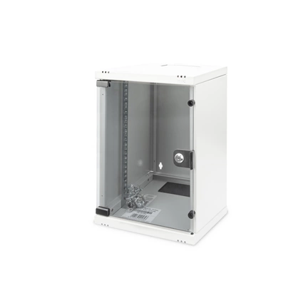 DIGITUS 10" 9U 464x312x300mm üvegajtós szürke fali rack szekrény