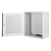 DIGITUS 19" 12U 595x540x400mm lapraszerelt perforált ajtós szürke fali rack szekrény